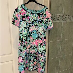Lilly Pulitzer Tamaya Short Sleeve Shift Dress Onyx get wild Size XL